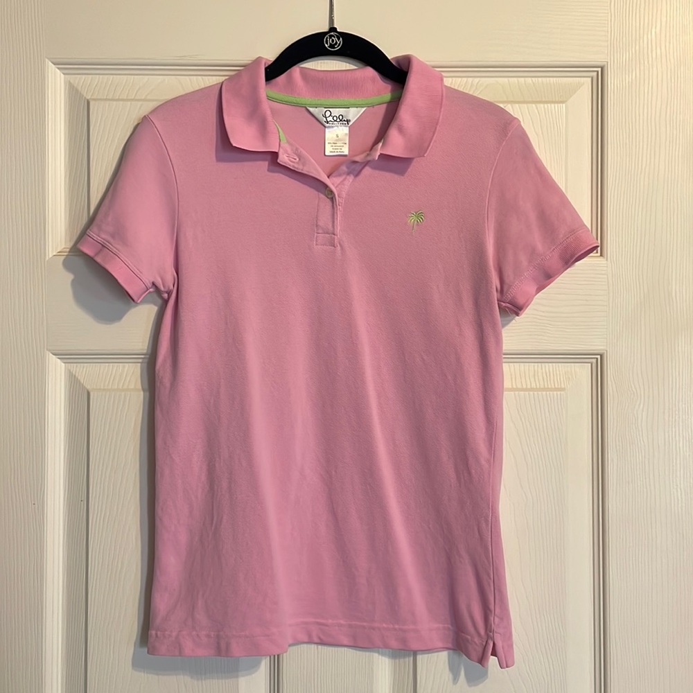 Lilly Pulitzer Pink Stretch Pique Polo, Size S